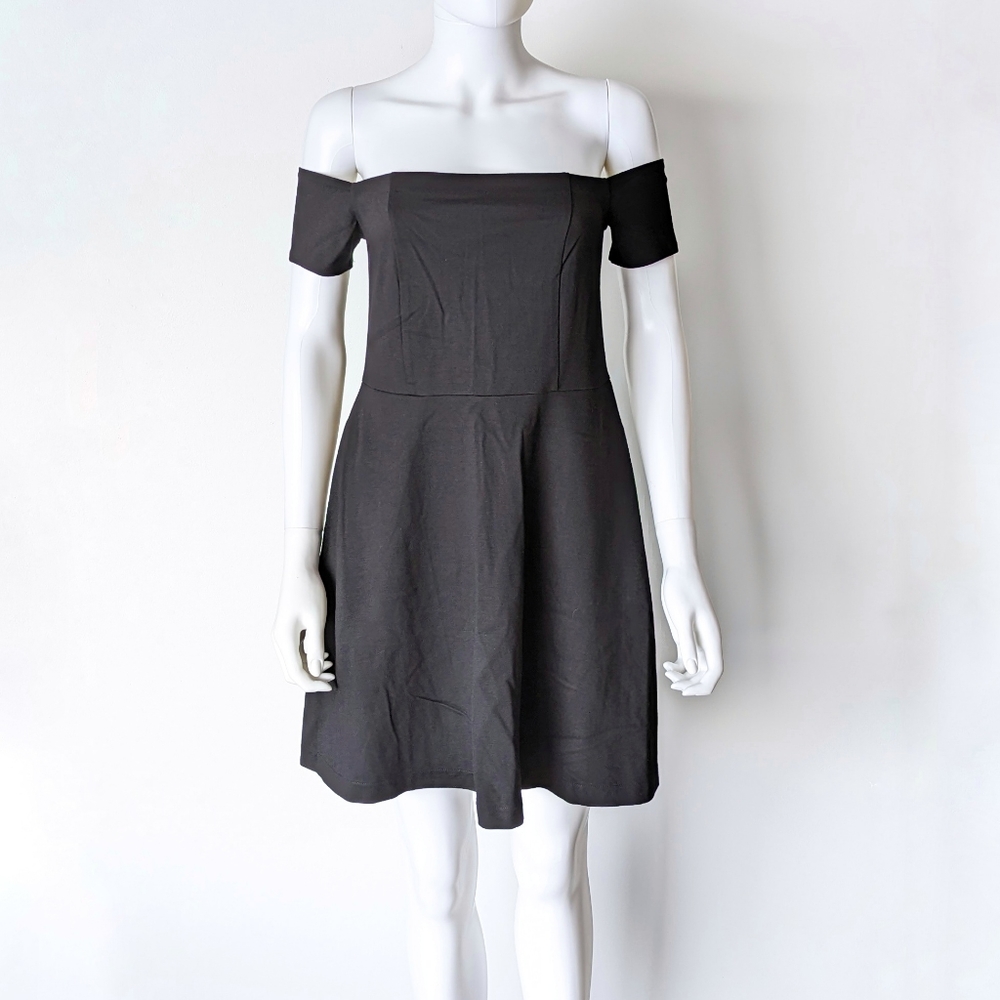 Free People Black Mambo Off Shoulder Skater Mini Dress